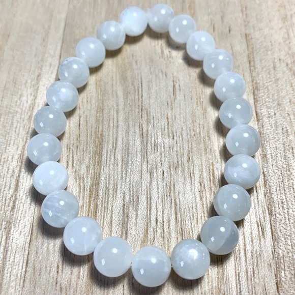 8mm Moonstone Chakra Stretch Bead Bracelet - Picture 8 of 10